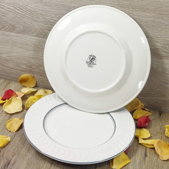 Syracuse Plates Dinnerware Serving Dishes 2 Pc. Dining Set Plates Leaf Embossed - Picture 6 of 12